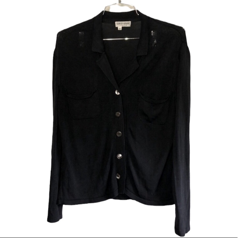 Giorgio Armani || Silky Black Button Cardigan Sweater